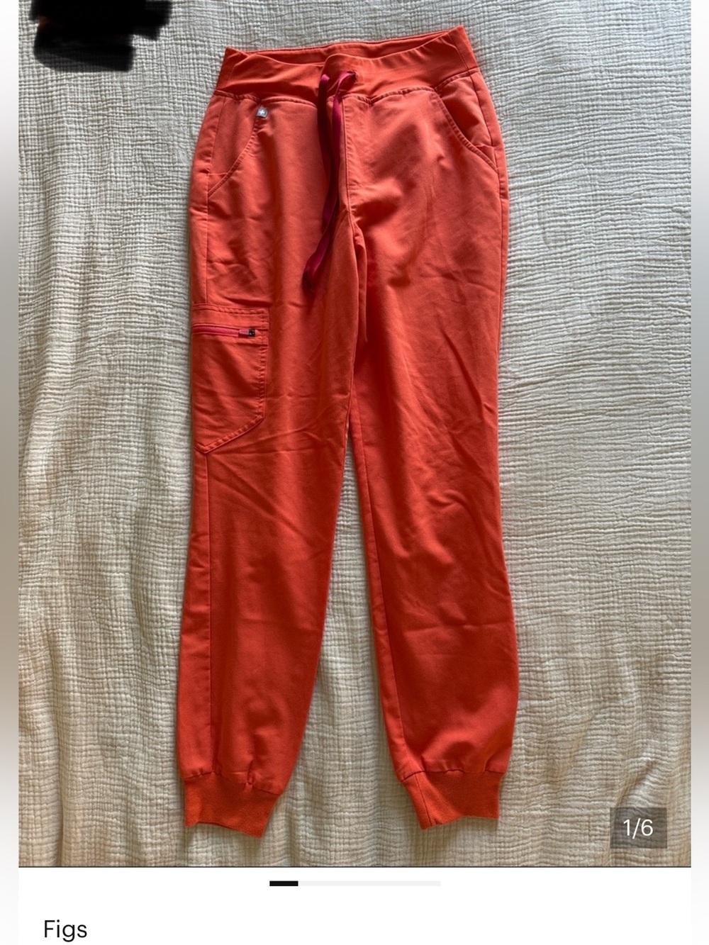 Figs Sunset Orange Zamora High Waisted 2.0 Jogger Scrubs size S small regular
